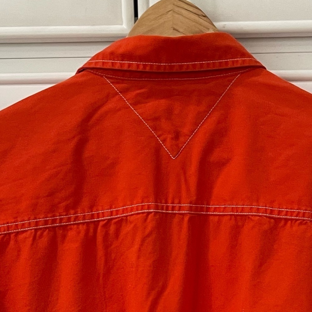 Vintage 90’s Tommy Hilfiger Shacket Men’s Large Orange Jacket shirt windbreaker - Picture 9 of 16